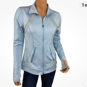 Tangerine long sleeve full zipper mesh jacket dusty blue size medium